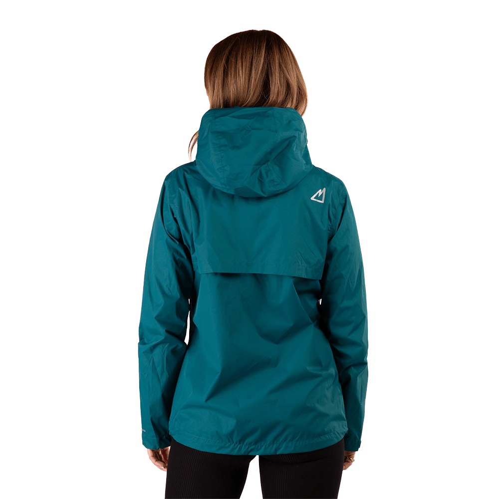 BOULDER GEAR WOMEN'S STRATUS RAIN JACKET - DEEP LAGOON back view