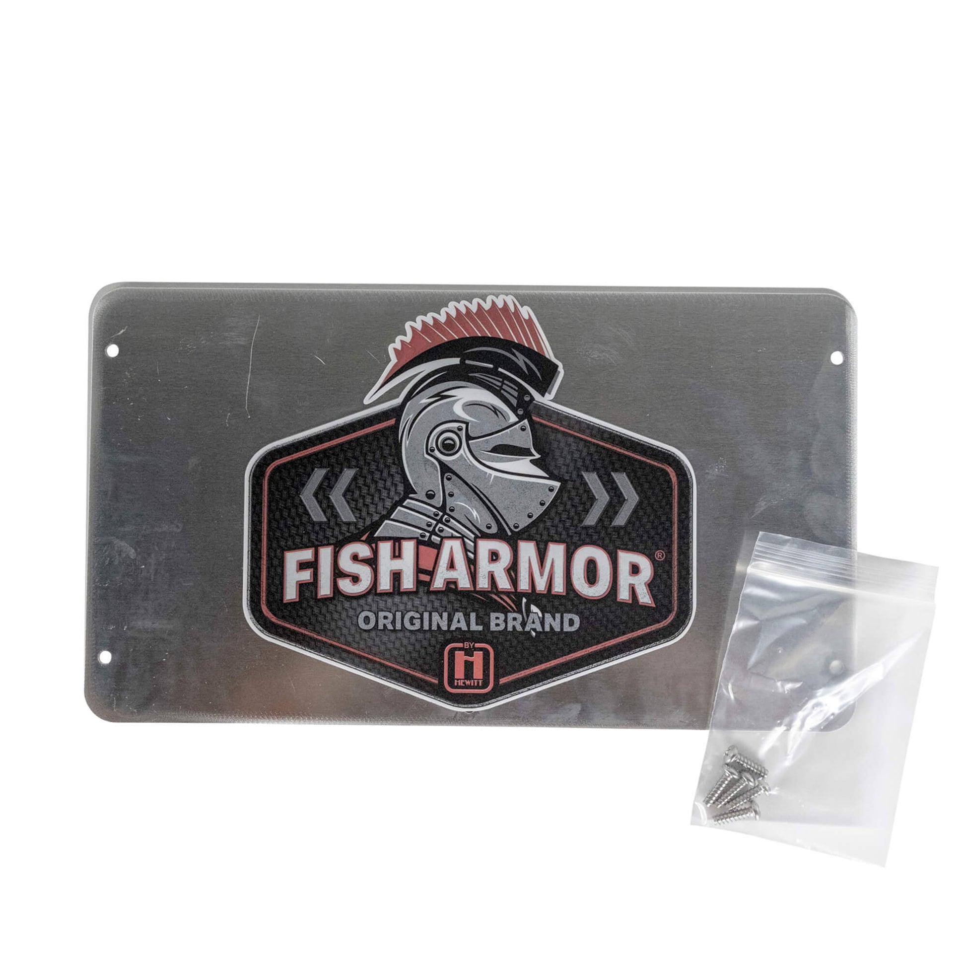 Fish Armor Pro Lite Protective Back Plate showing the front with mounting screws