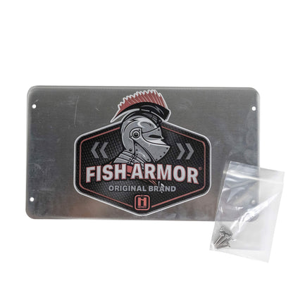 Fish Armor Pro Lite Protective Back Plate showing the front with mounting screws