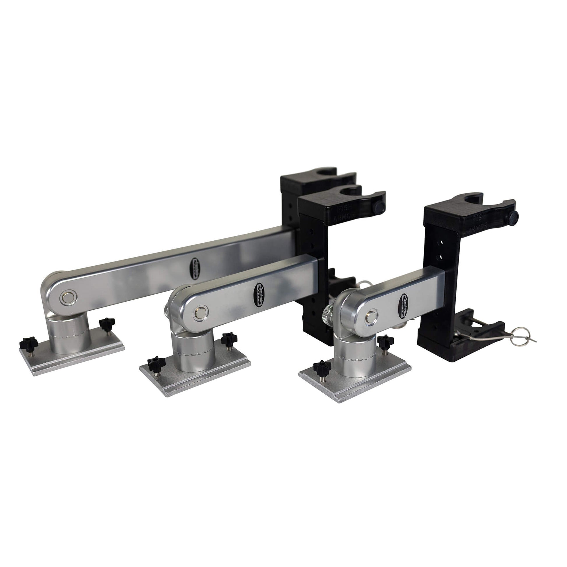 Fish Armor Pro Pole Boat Mount Arm by Traxstech® showing all 3 sizes side by side