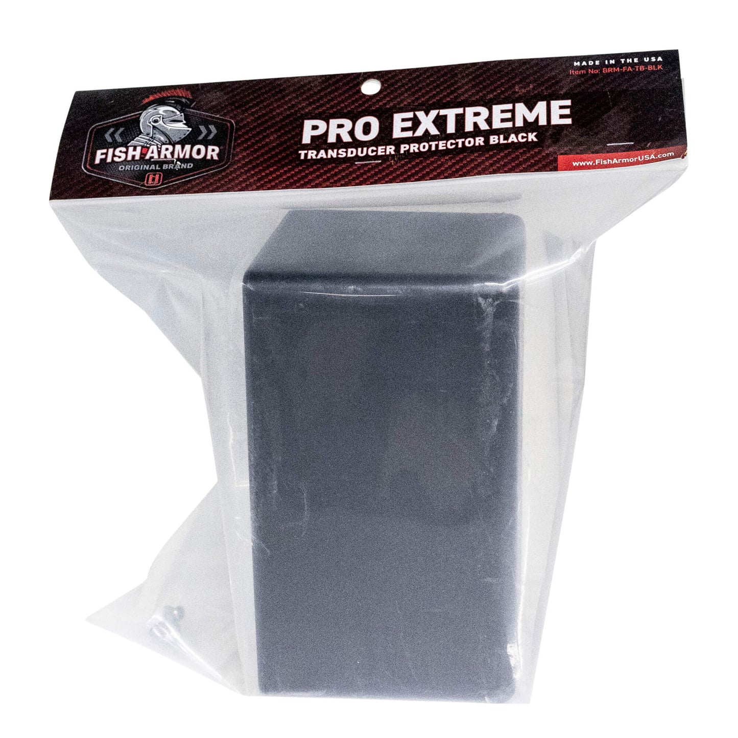 Fish Armor Pro Extreme Transducer Protector black version in its packaging