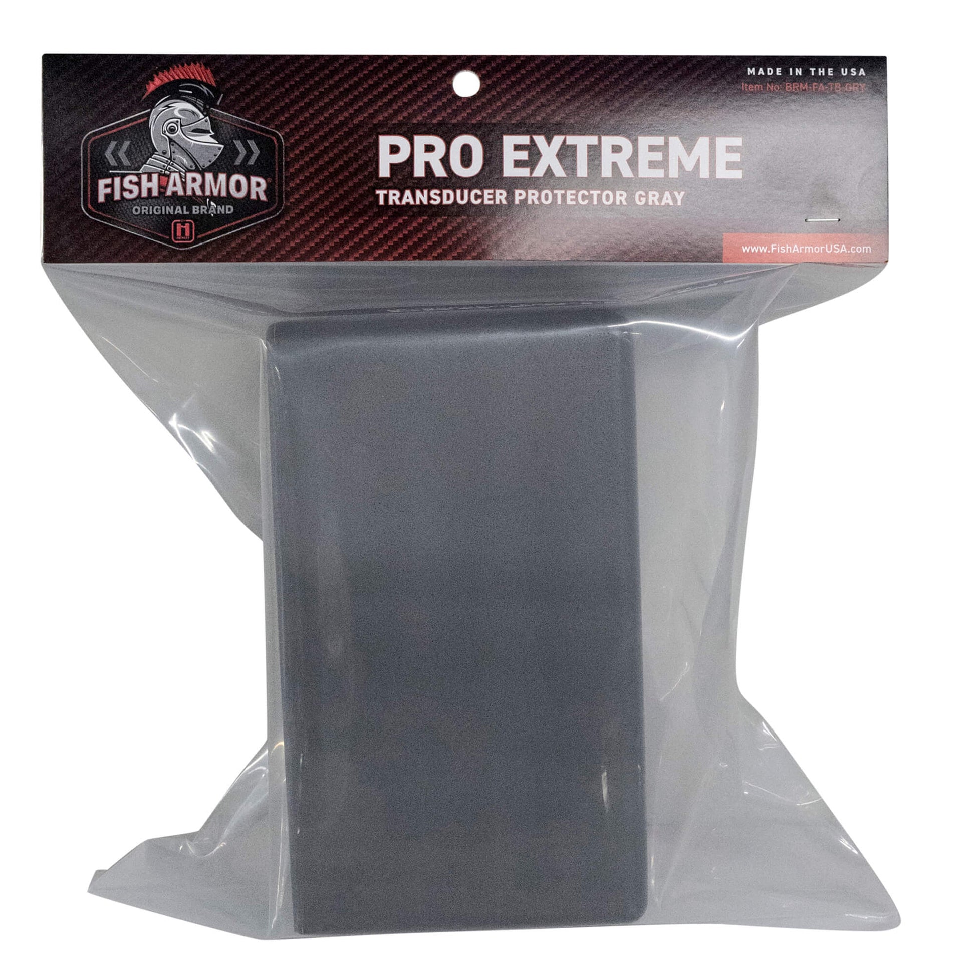 Fish Armor Pro Extreme Transducer Protector gray version in its packag