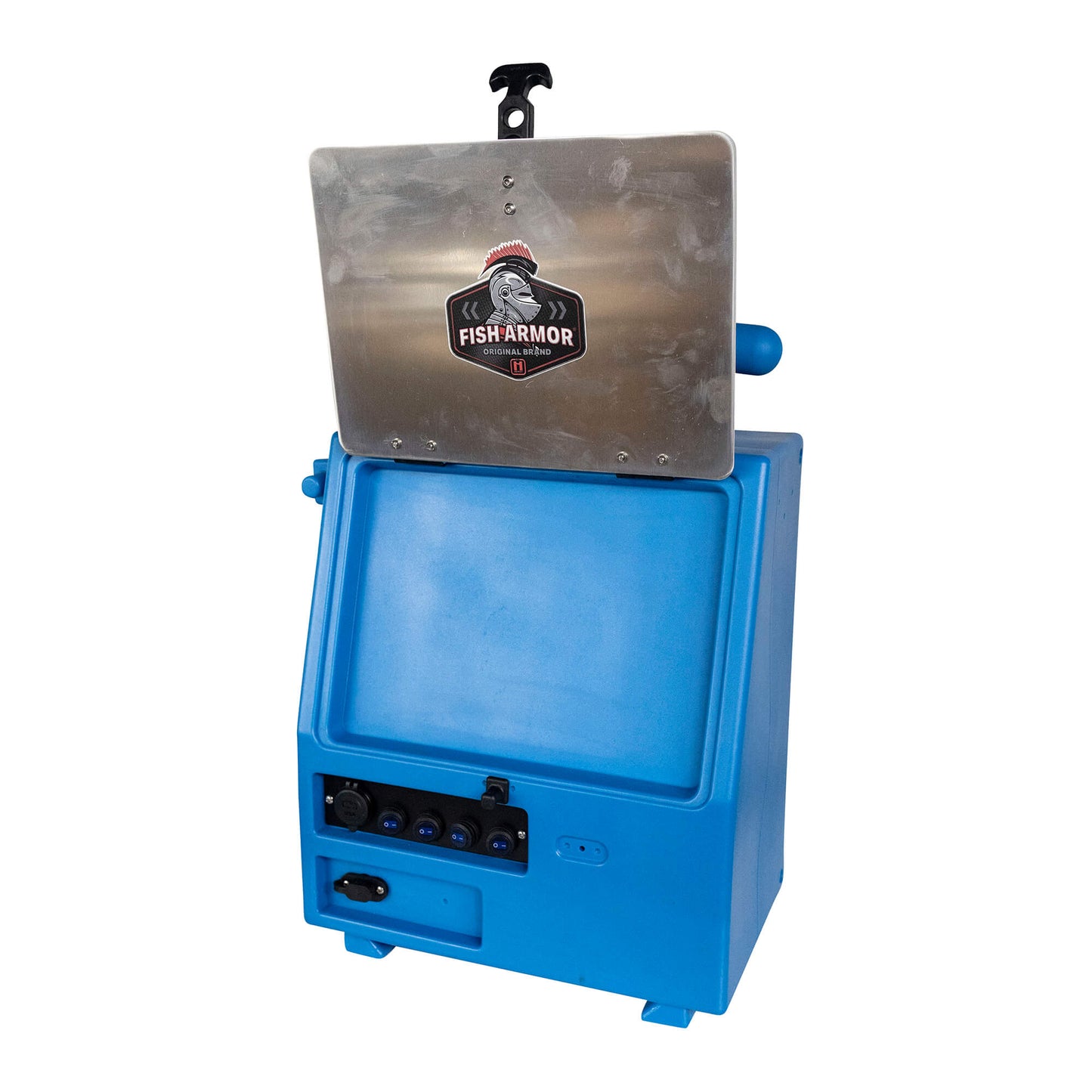 Fish Armor Pro Lite Shuttle Pro Extreme Shuttle blue version with the screen plate flipped up