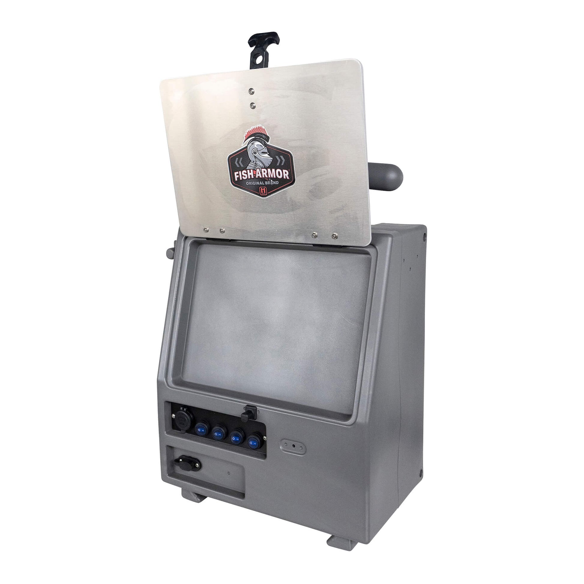 Fish Armor Pro Lite Shuttle Pro Extreme Shuttle gray version with the screen plate flipped up
