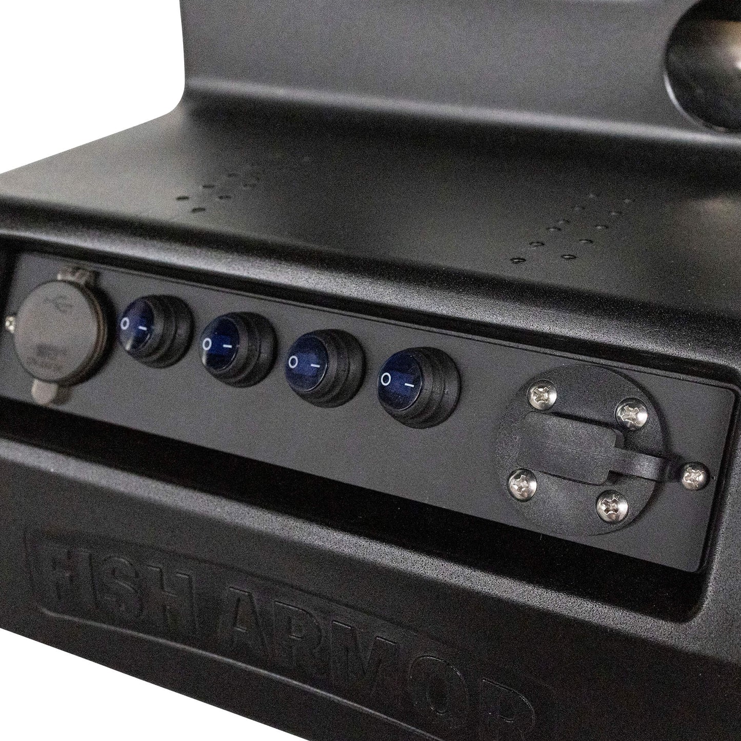 Fish Armor Pro Lite Shuttle black version showing the buttons up close