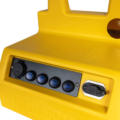 Fish Armor Pro Lite Shuttle yellow version buttons up close