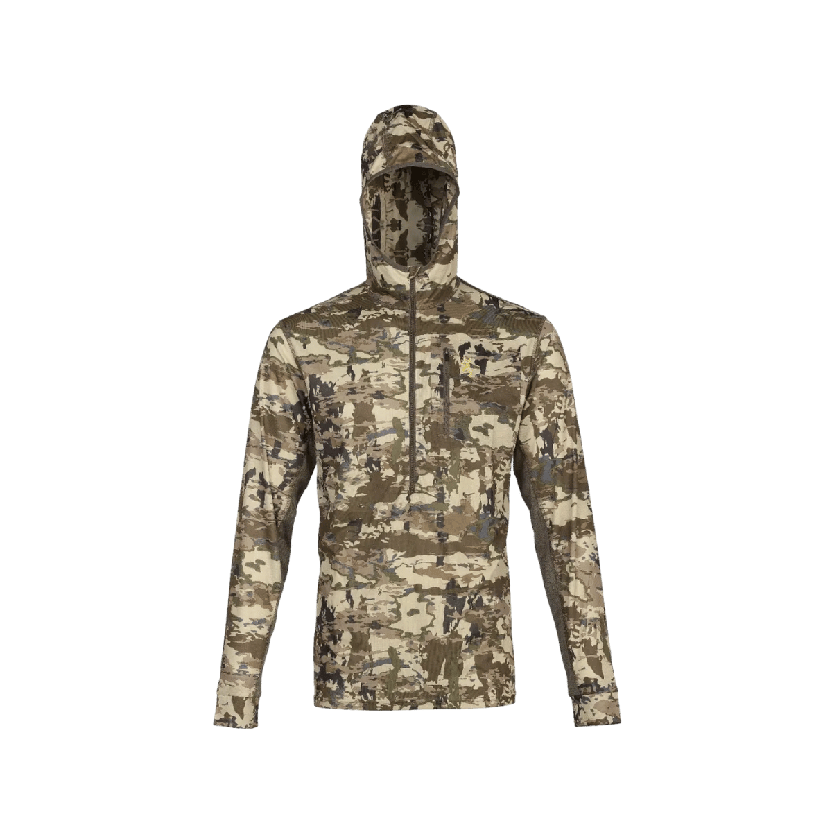BROWNING EARLY SEASON HOODED AURIC SHIRT - FRONT VIEW WITH HOODIE DETAIL