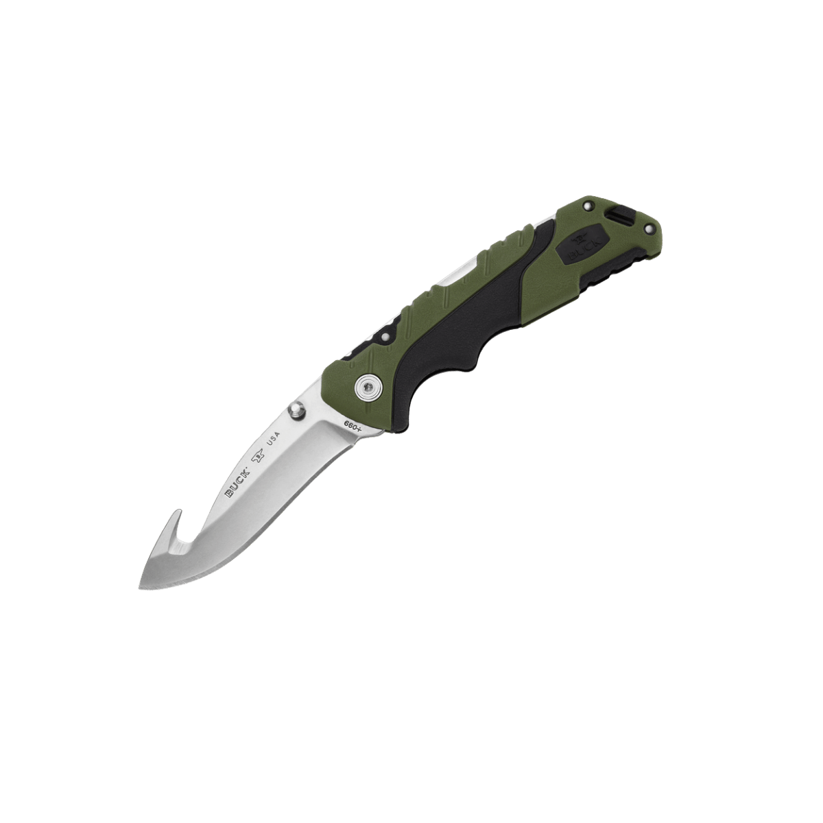 BUCK KNIVES FOLDING PURSUIT KNIFE GUTHOOK BLACK GREEN