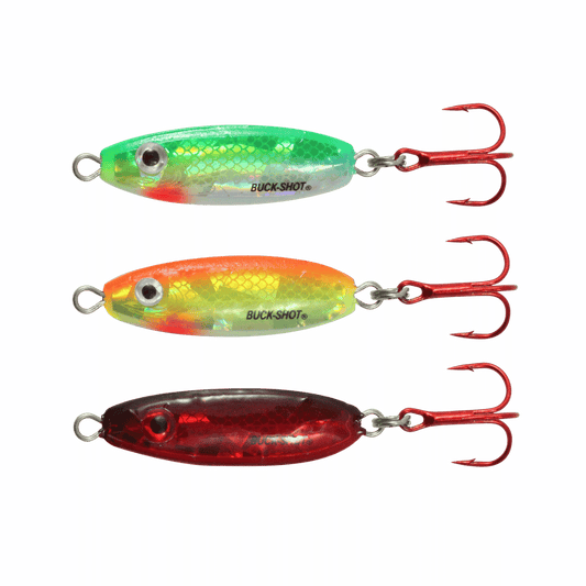 NORTHLAND BUCK-SHOT RATTLE SPOON 3PK - 1/8OZ - ASSORTED COLORS