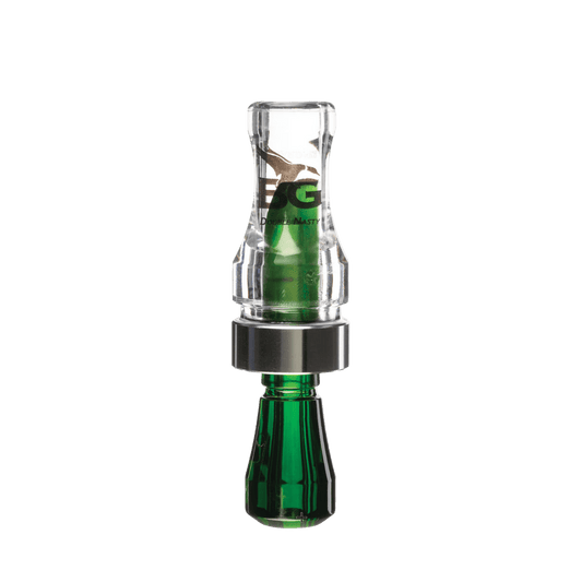 BUCK GARDNER DOUBLE NASTY DUCK CALL CLEAR/ CAMO GREEN - FRONT VIEW