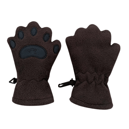 BEAR HANDS INFANT & TODDLER - BEAR PAW FLEECE MITTENS BROWN