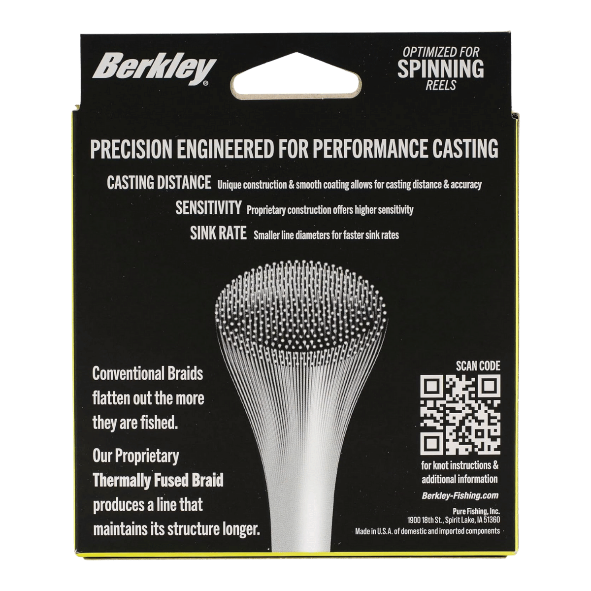 BERKLEY FORWARD BRAID FS 150YD – SONAR-OPTIMIZED - FLAME GREEN -  PRODUCT PACKAGING BACK VIEW
