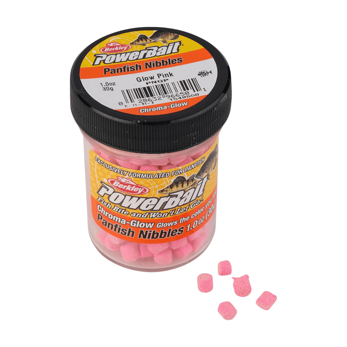 BERKLEY POWERBAIT CHROMA-GLOW PANFISH NIBBLES - JAR  - PINK