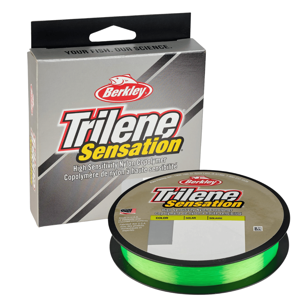 BERKLEY TRILENE SENSATION FILLER SPOOL 330 YARD  - 8LBS - SOLAR