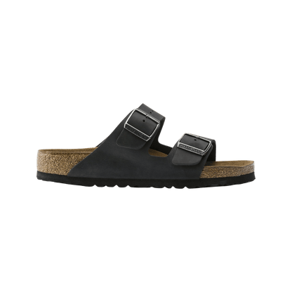 BIRKENSTOCK ARIZONA SOFT FOOTBED NARROW - BLACK - SIDE VIEW