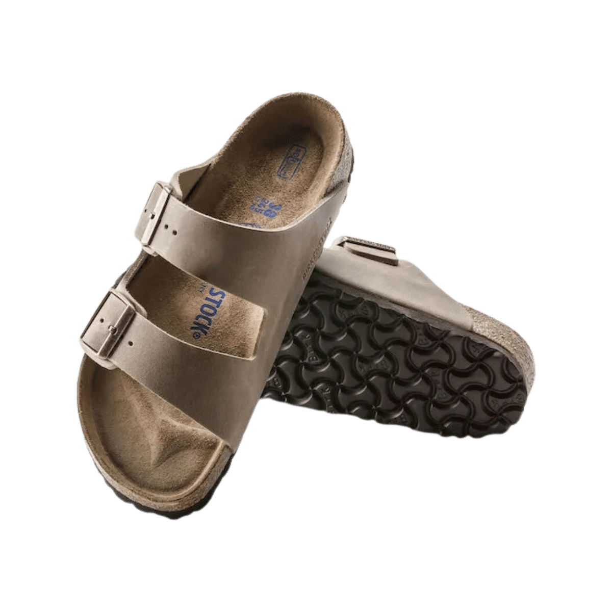 BIRKENSTOCK RIZONA SOFT FOOTBED REGULAR - TOBACCO - FRONT & BOTTOM SOLE VIEW