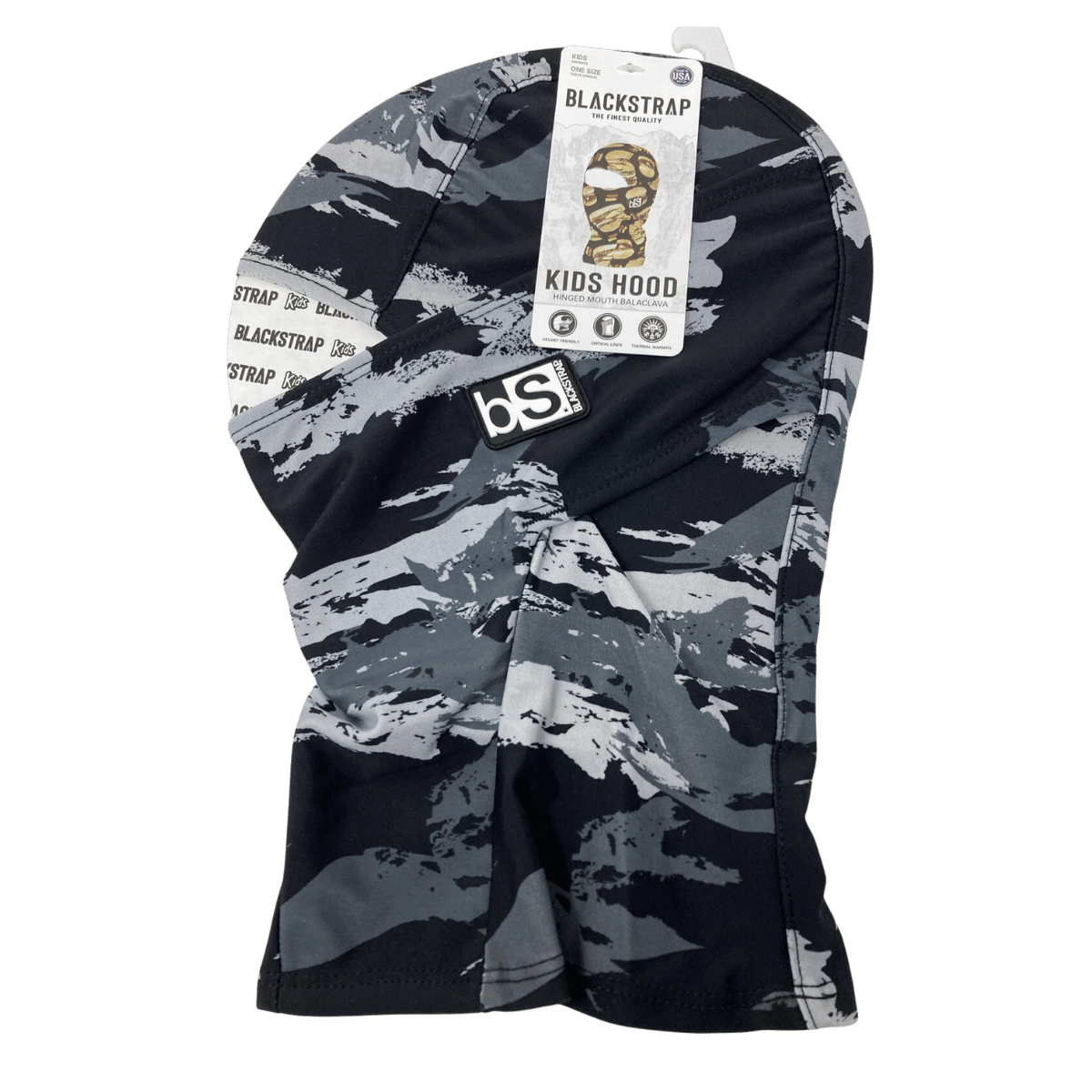 BLACK STRAP THE KIDS HOOD - CAMO TONAL - SIDE VIEW (LEFT)