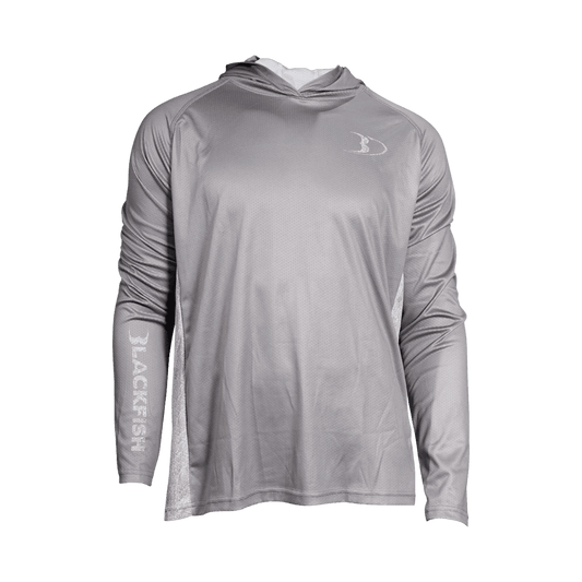 BLACKFISH GUIDE UPF HOODIE – CONTROL GREY/FROST – FRONT VIEW