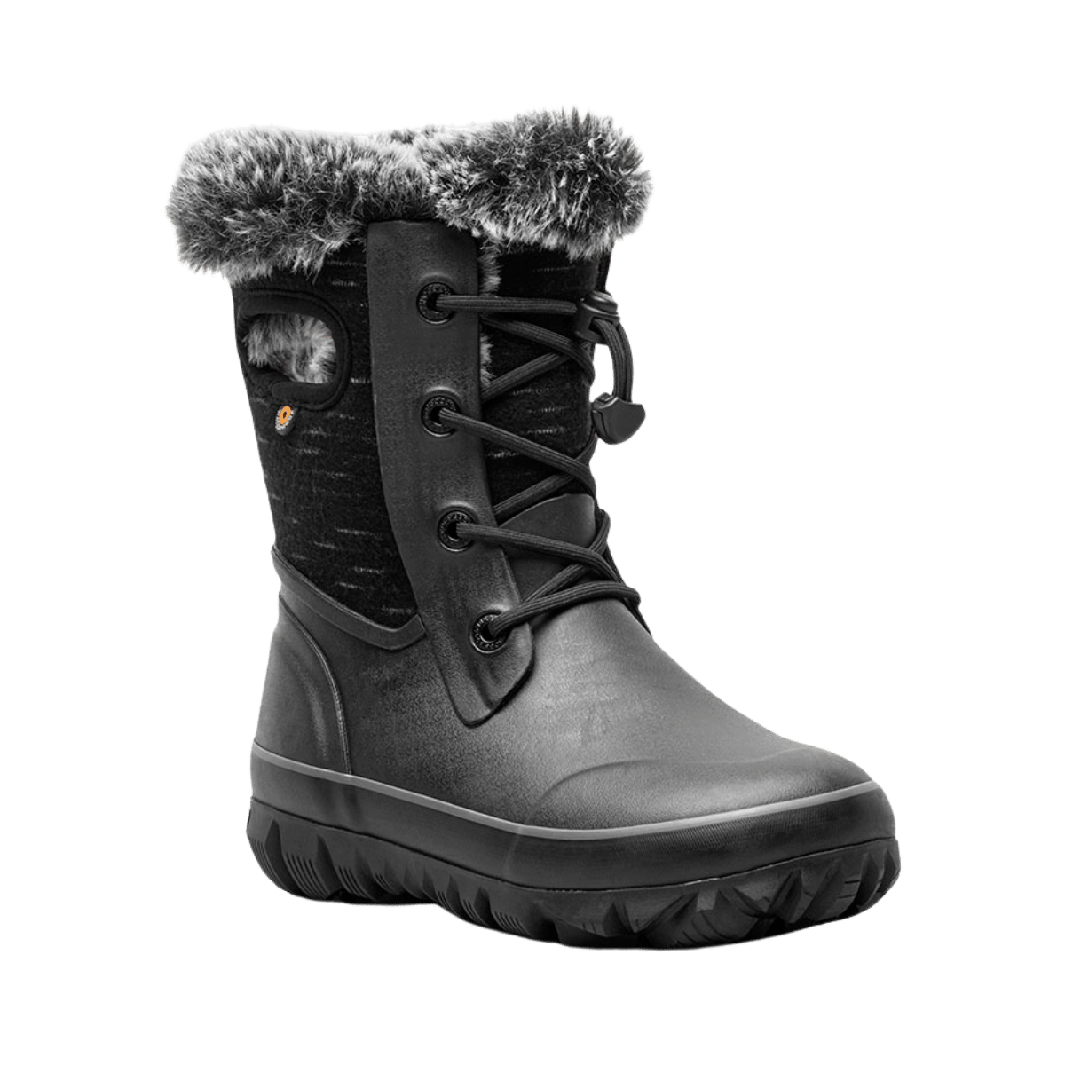 BOGS KIDS' ARCATA II DASH 35-F WINTER BOOTS - BLACK - FRONT ANGLE VIEW