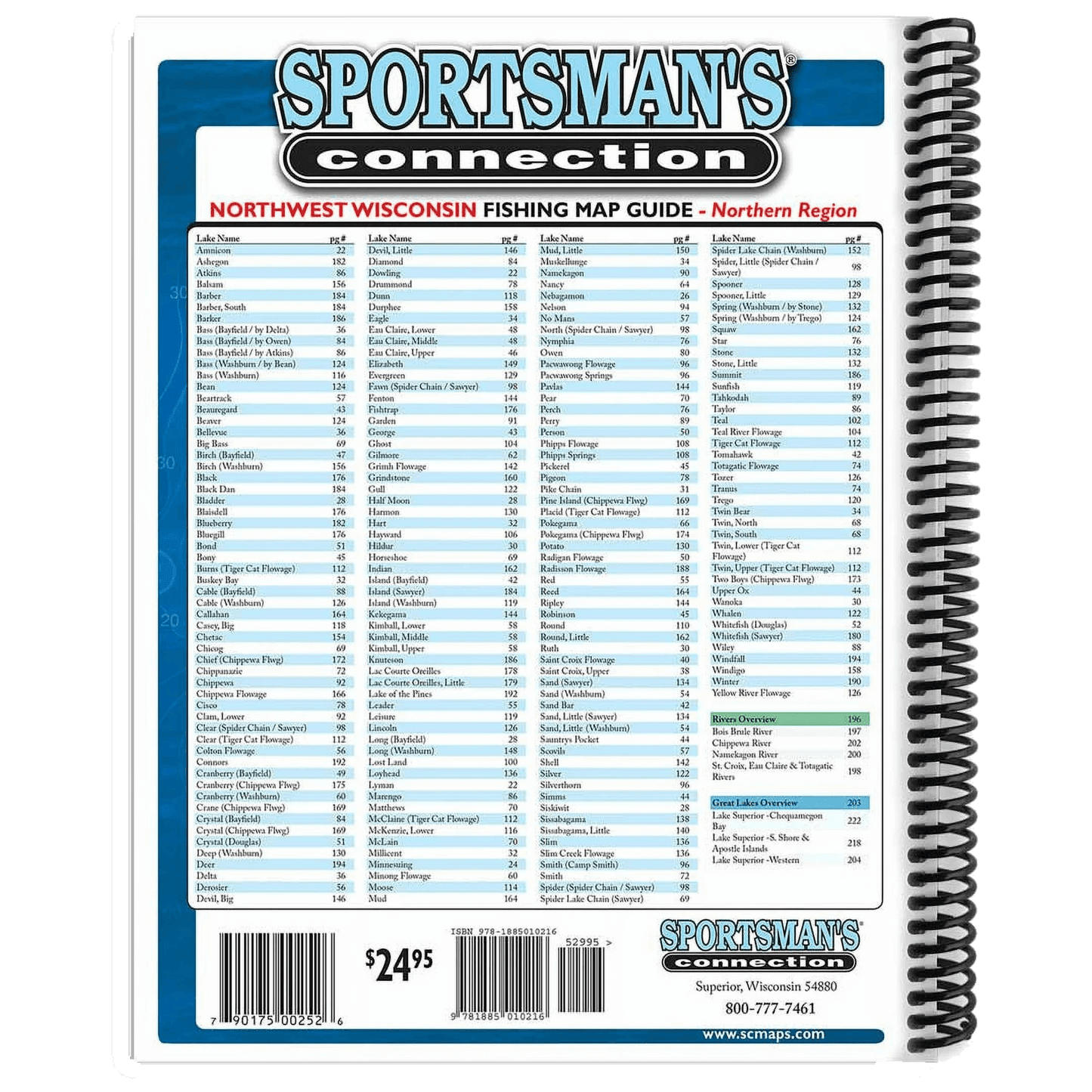 SPORTSMAN'S CONNECTION - WI=NW / NORTH - FISHING MAPS GUIDE BOOK BACK