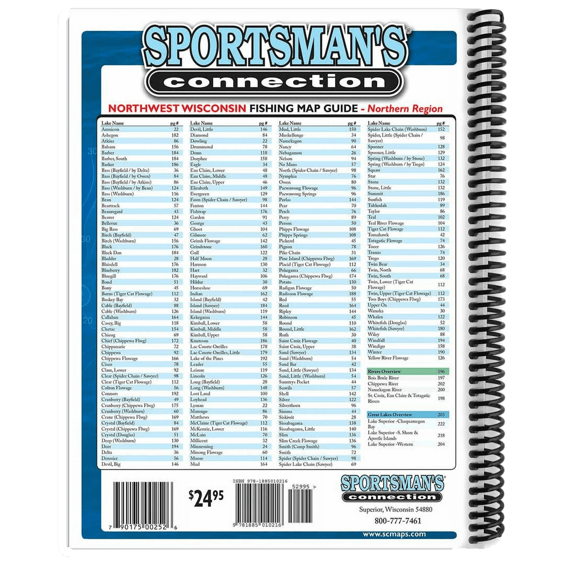 SPORTSMAN'S CONNECTION - WI=NW / NORTH - FISHING MAPS GUIDE BOOK BACK