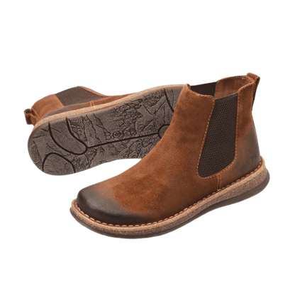 BRODY DISTRESSED LEATHER BOOTS - GLAZED GINGER - FRONT WITH SOLE VIEW