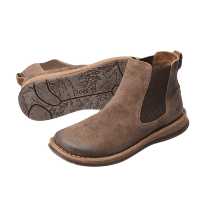 BORN BRODY DISTRESSED BOOTS - TAUPE - FRONT WITH SOLE VIEW