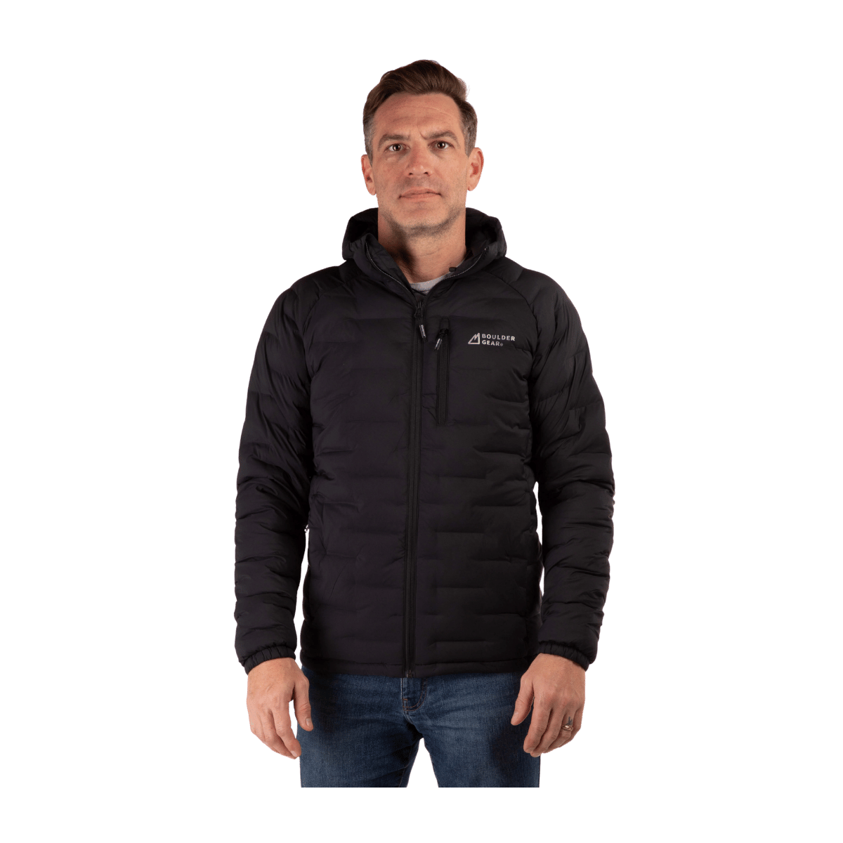 BOULDER GEAR MEN'S ENDURANCE JACKET REGULAR BLACK FRONT VIEW