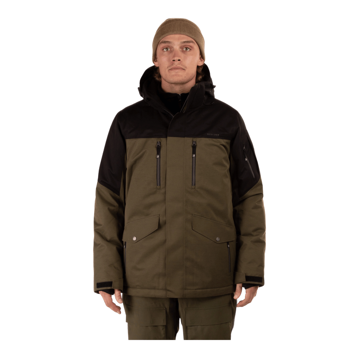 BOULDER GEAR MEN'S QUEST JACKET OLIVE NIGHT FRONT VIEW