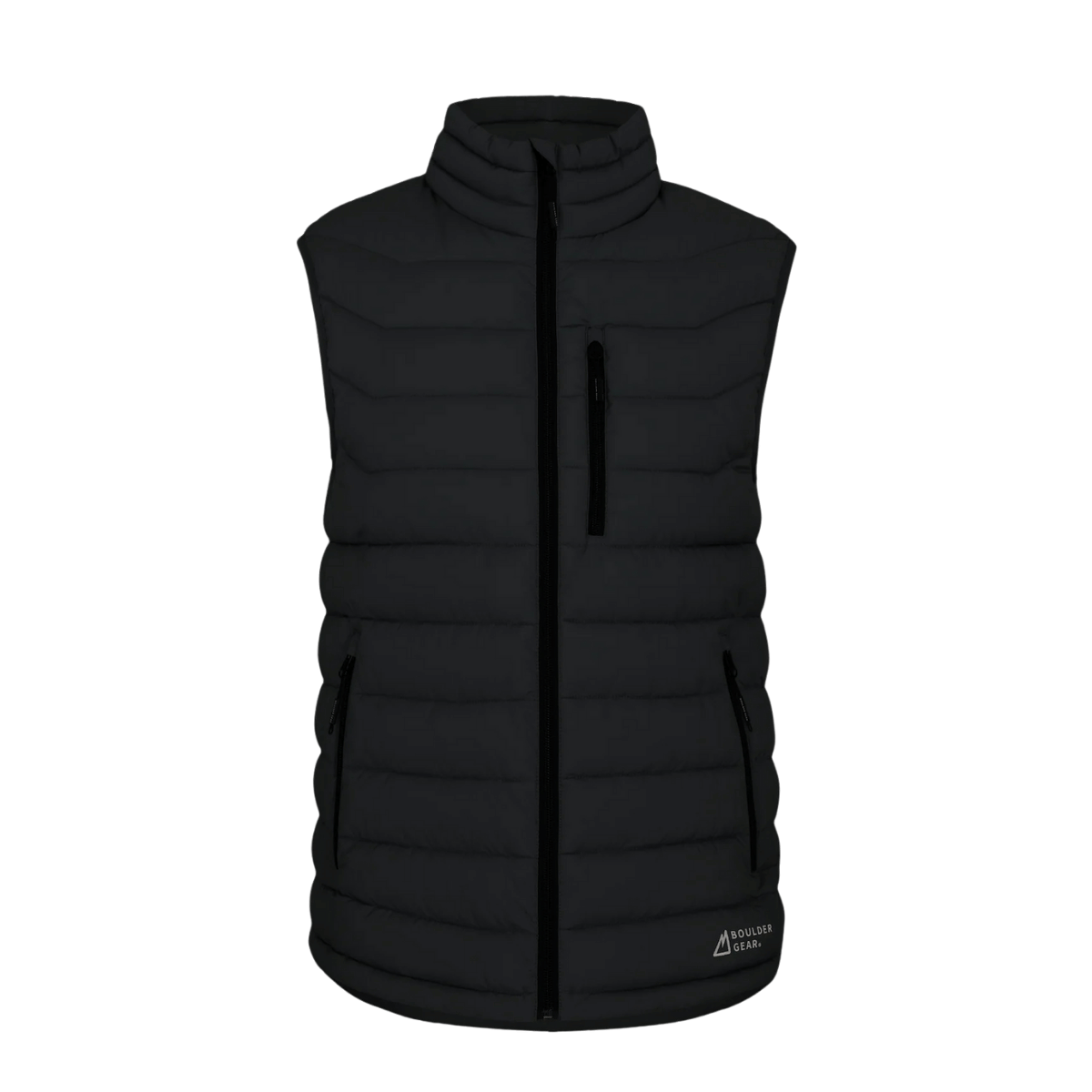BOULDER GEAR SAWYER PUFFY VEST EXTENDED BLACK FRONT VIEW