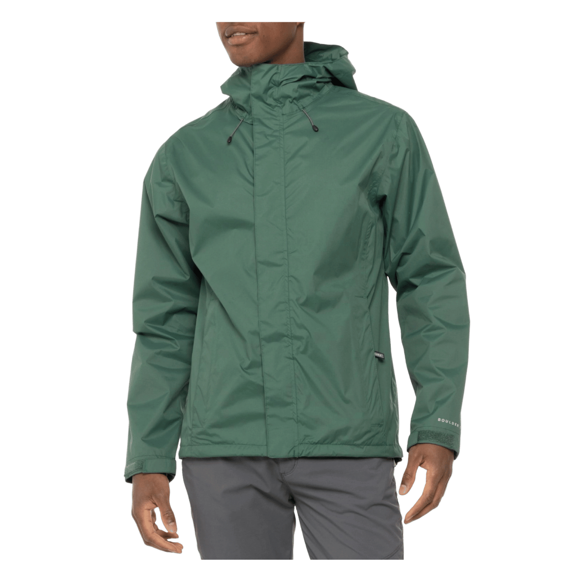 BOULDER GEAR MEN'S STRATUS RAIN JACKET REGULAR FAIRWAY GREEN FRONT VIEW