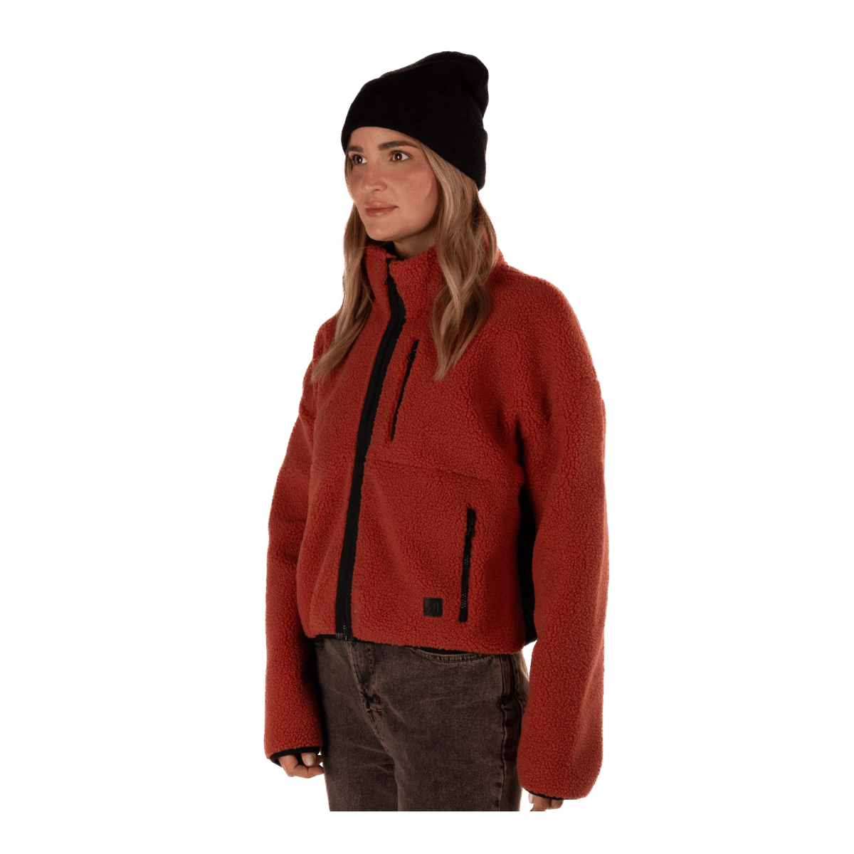 BOULDER GEAR WOMAN DEMURE FLEECE PULLOVER RUST SIDE VIEW