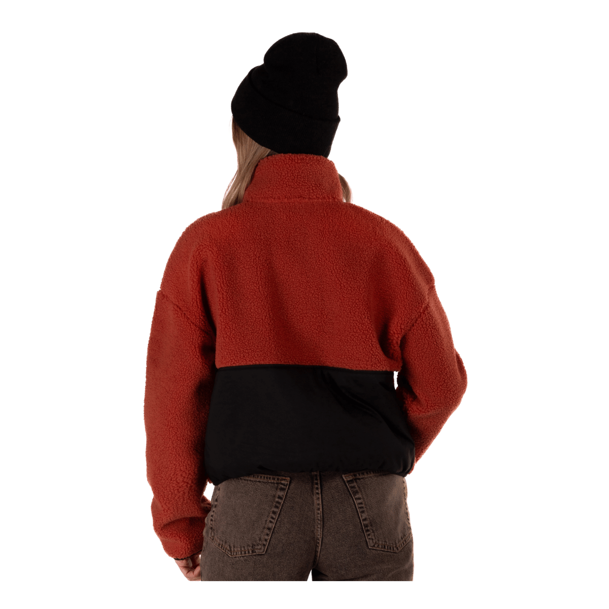 BOULDER GEAR WOMAN DEMURE FLEECE PULLOVER RUST BACK VIEW