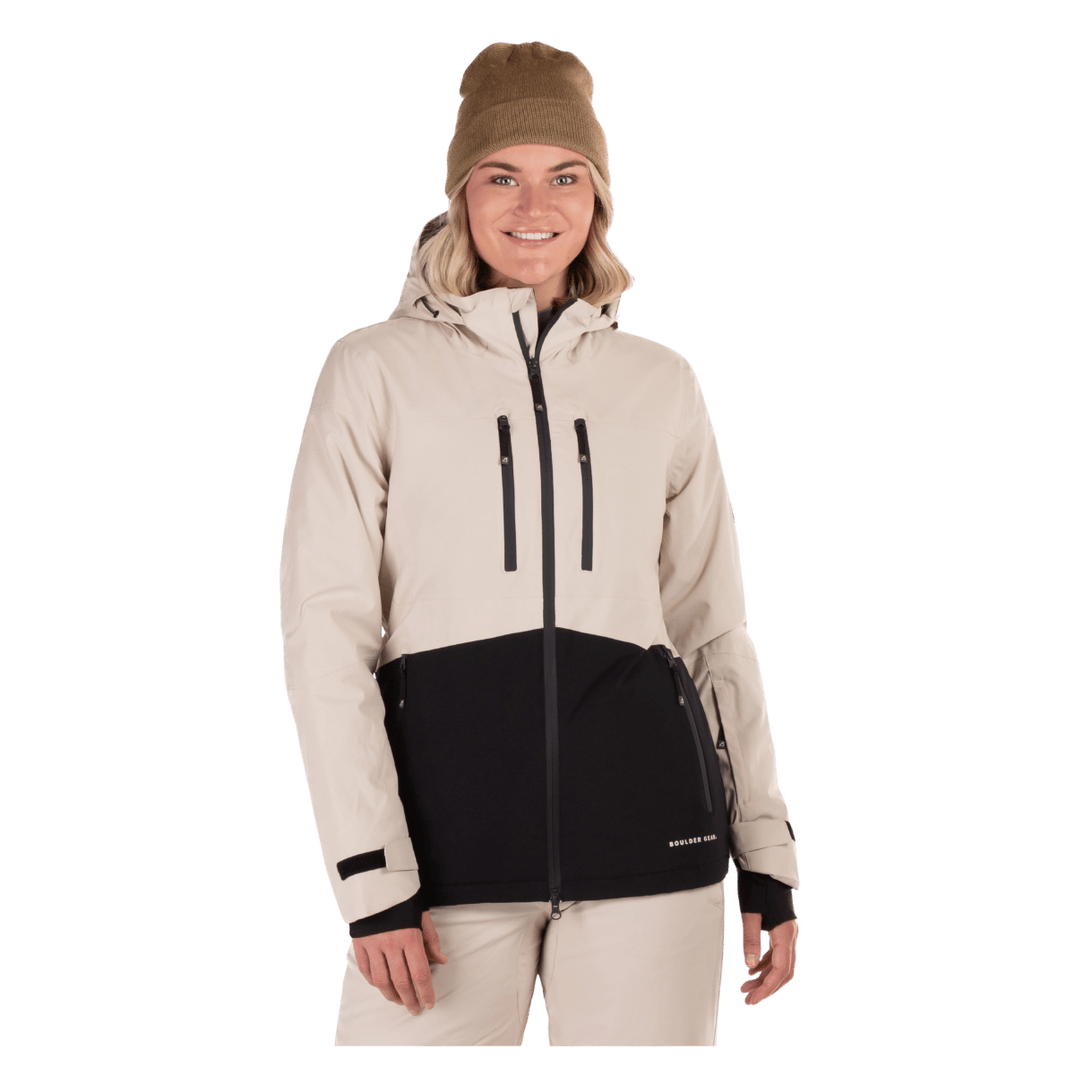 BOULDER GEAR WOMEN MESMERIZE JACKET SANDSTONE FRONT VIEW