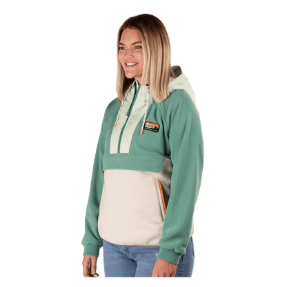 BOULDER GEAR WOMEN SCOUT FLEECE PULLOVER OIL GREEN SIDE VIEW