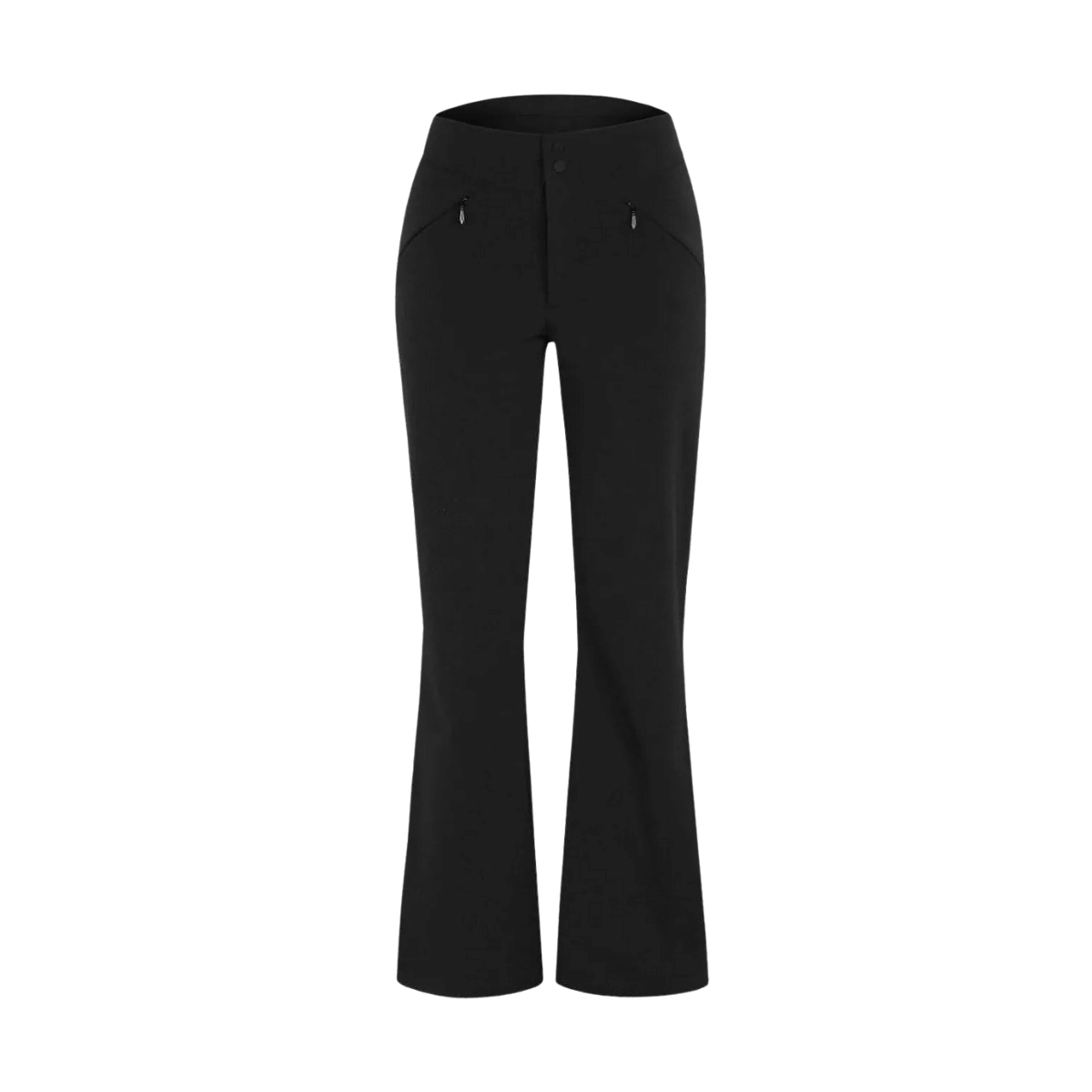 BOULDER GEAR WOMEN VORTEX SOFTSHELL PANT PETITE BLACK FRONT VIEW