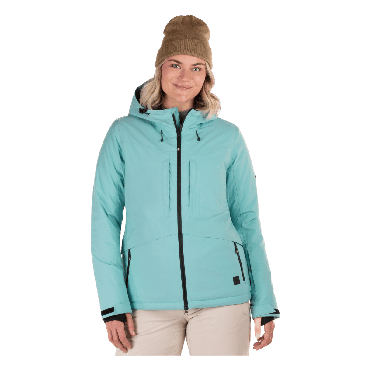 BOULDER GEAR WOMEN WHIMSICAL JACKET AQUA SEA FRONT VIEW