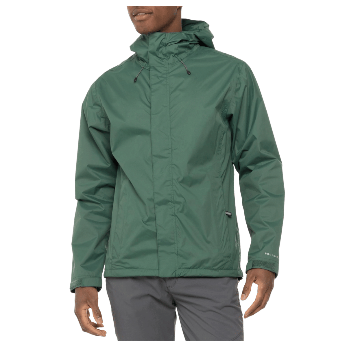 BOULDER GEAR STRATUS RAIN JACKET EXTENDED FAIRWAY GREEN MEN'S FRONT VIEW