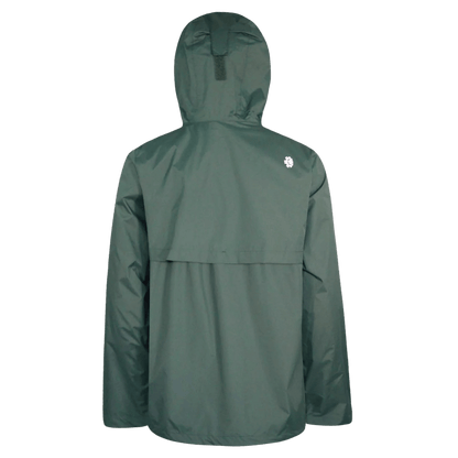 BOULDER GEAR STRATUS RAIN JACKET EXTENDED FAIRWAY GREEN BACK VIEW
