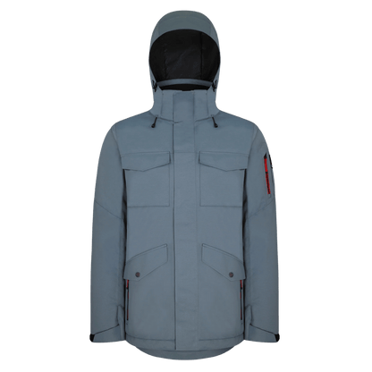 BOULDER GEAR TETON JACKET EXTENDED SLATE BLUE FRONT VIEW