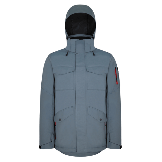 BOULDER GEAR TETON JACKET EXTENDED SLATE BLUE FRONT VIEW