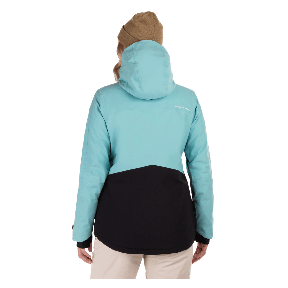 BOULDER GEAR WOMEN MESMERIZE JACKET AQUA SEA BACK VIEW