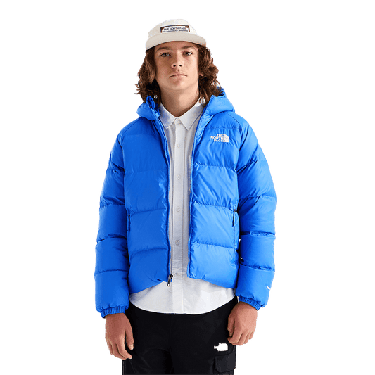 NORTH FACE BOYS HYDRENALITE DOWN HOODED JACKET- BLUE