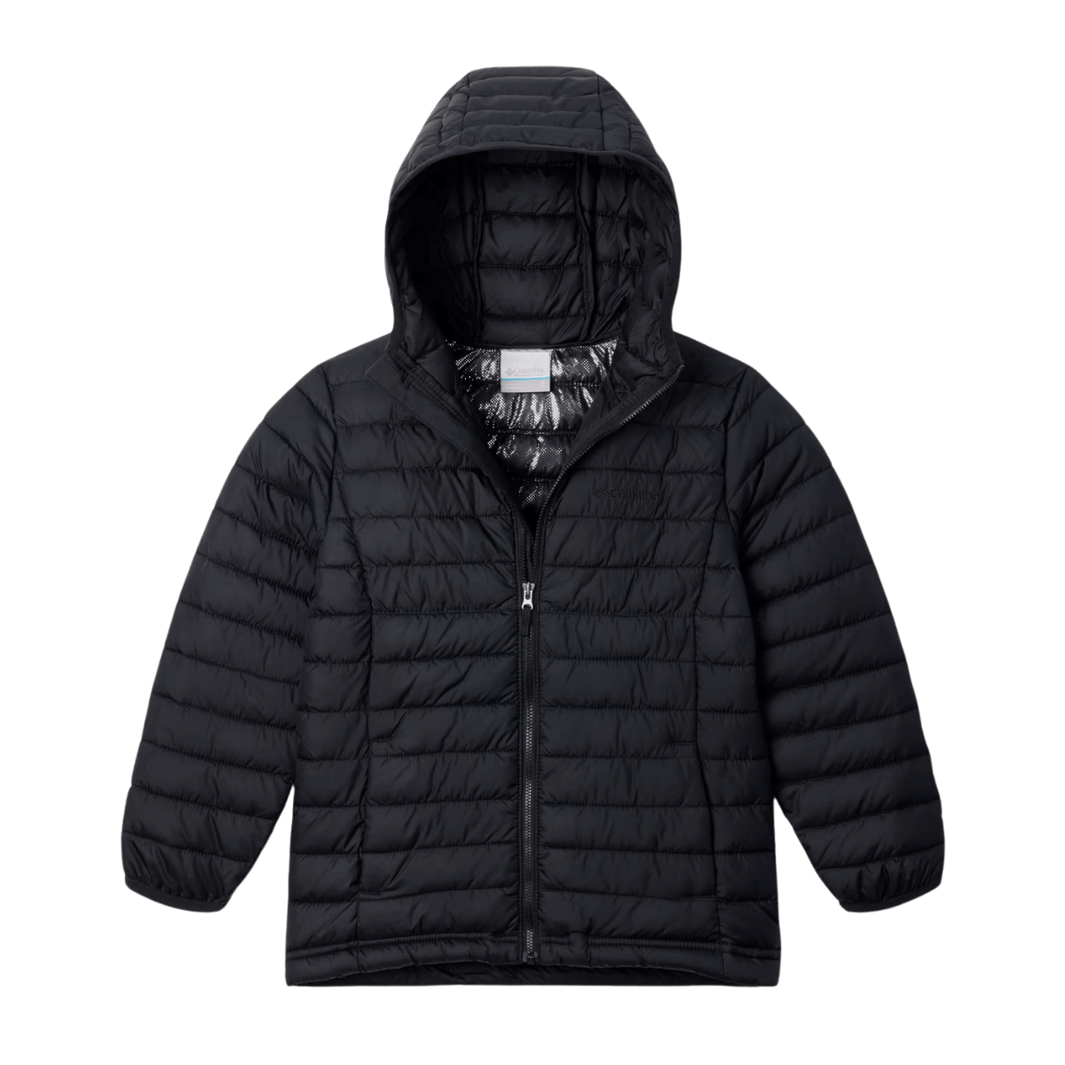 COLUMBIA BOYS' POWDER LITE II HOODED JACKET - BLACK - FRONT