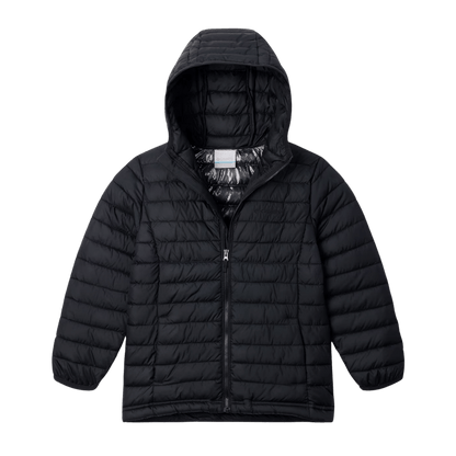 COLUMBIA BOYS' POWDER LITE II HOODED JACKET - BLACK - FRONT