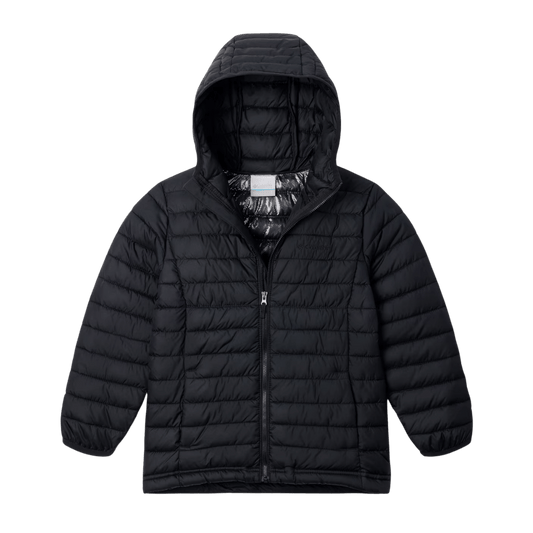 COLUMBIA BOYS' POWDER LITE II HOODED JACKET - BLACK - FRONT