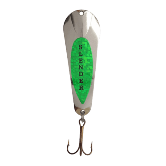 CUSTOM JIGS & SPINS SLENDER SPOON 1/16 OZ - NICKEL/LIME