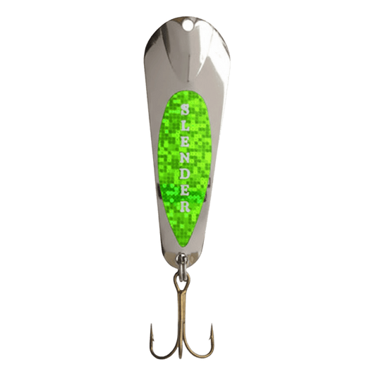 CUSTOM JIGS & SPINS SLENDER SPOON 1/8 OZ - SILVER/LIME