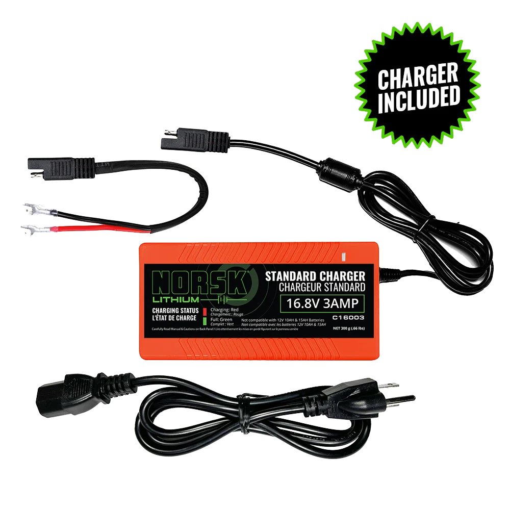 14.8V 50AH LITHIUM-ION Battery With 3A CHARGER showing chargewr