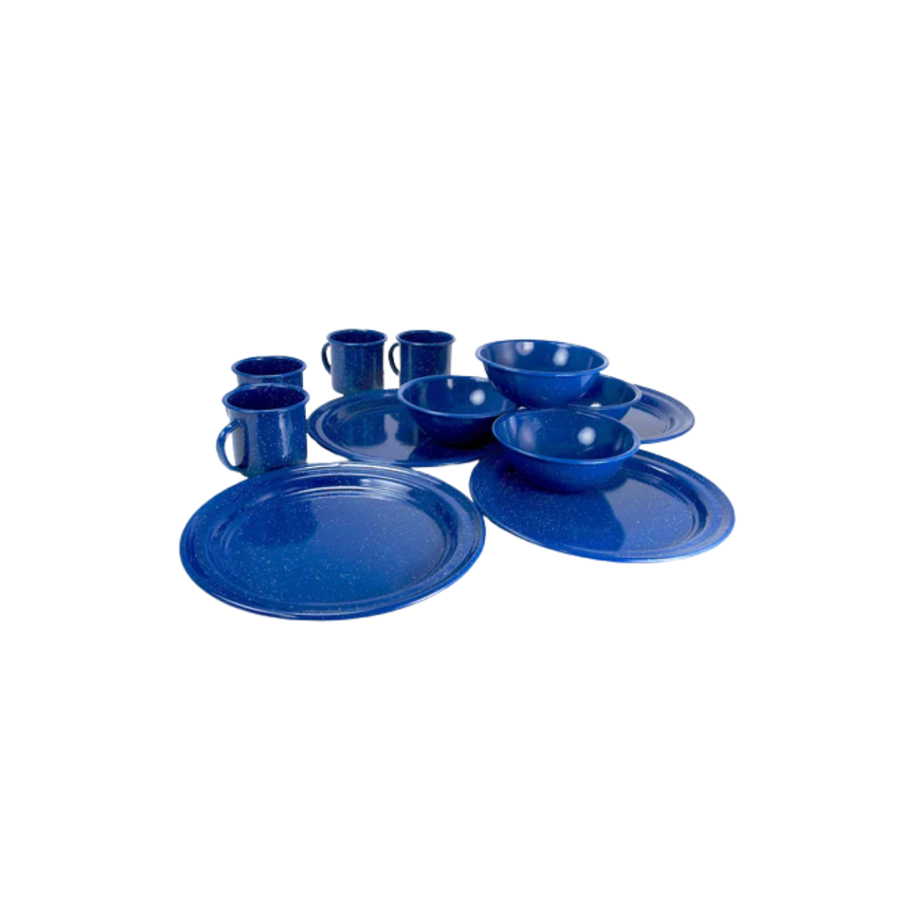 CADDIS 4 PERSON ENAMEL TABLEWARE SET BLUE